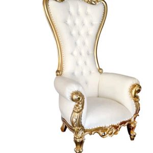 White & Gold Throne Chair