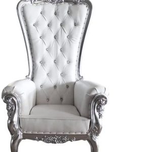 White & Silver Throne Chair