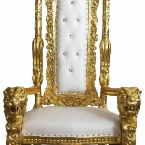 White & Gold Throne Chair