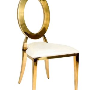 White & Gold O-Back Chair