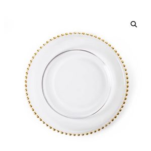 White & Gold beads Charger Plates